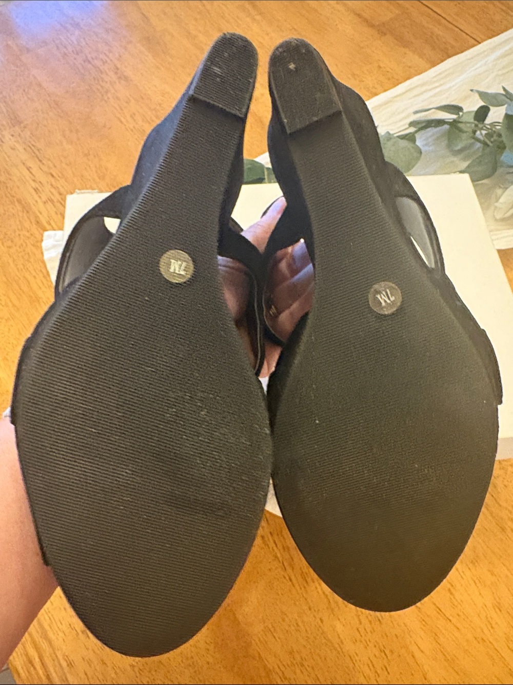 Alfani Black Suede Crisscross Wedge Sandals - Picture 5 of 7